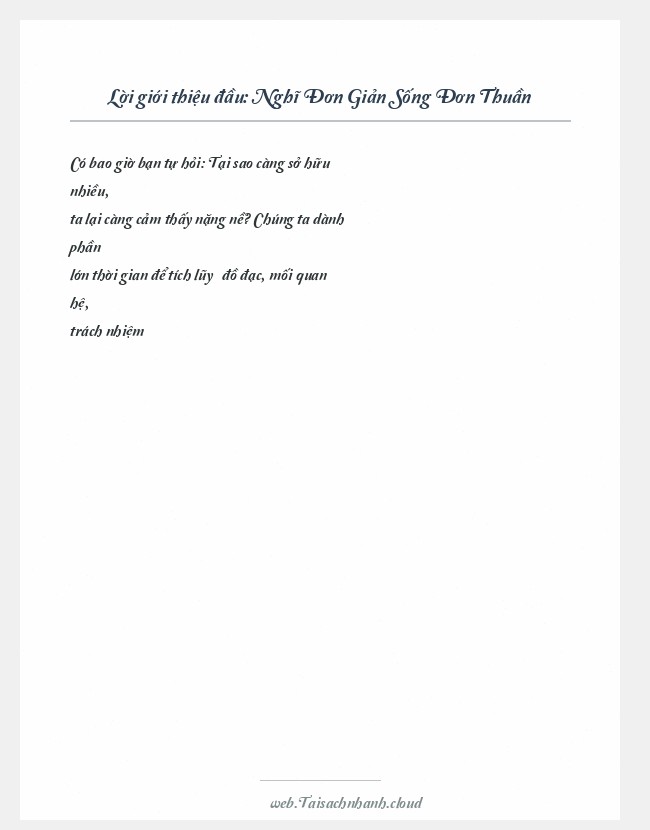 Trích đoạn Nghĩ Đơn Giản Sống Đơn Thuần