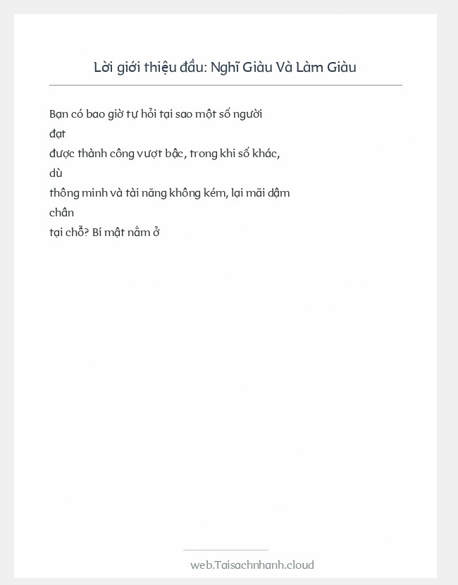 Trích đoạn Nghĩ Giàu Và Làm Giàu