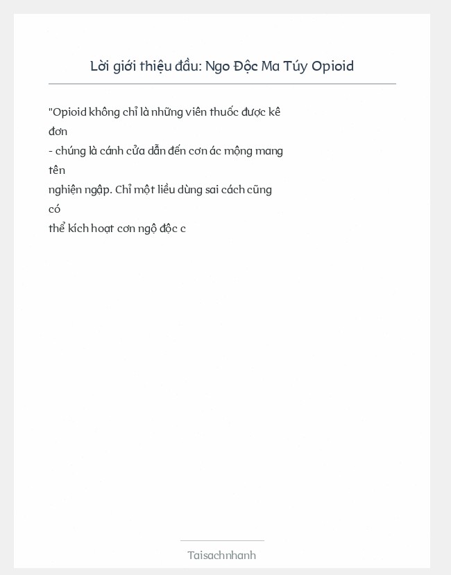 Trích đoạn Ngo Độc Ma Túy Opioid