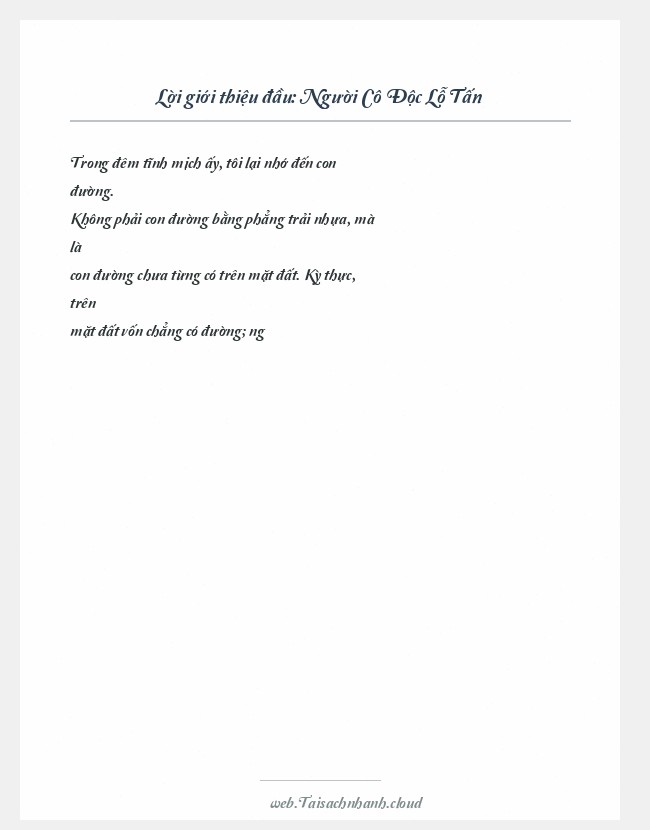 Trích đoạn Người Cô Độc Lỗ Tấn