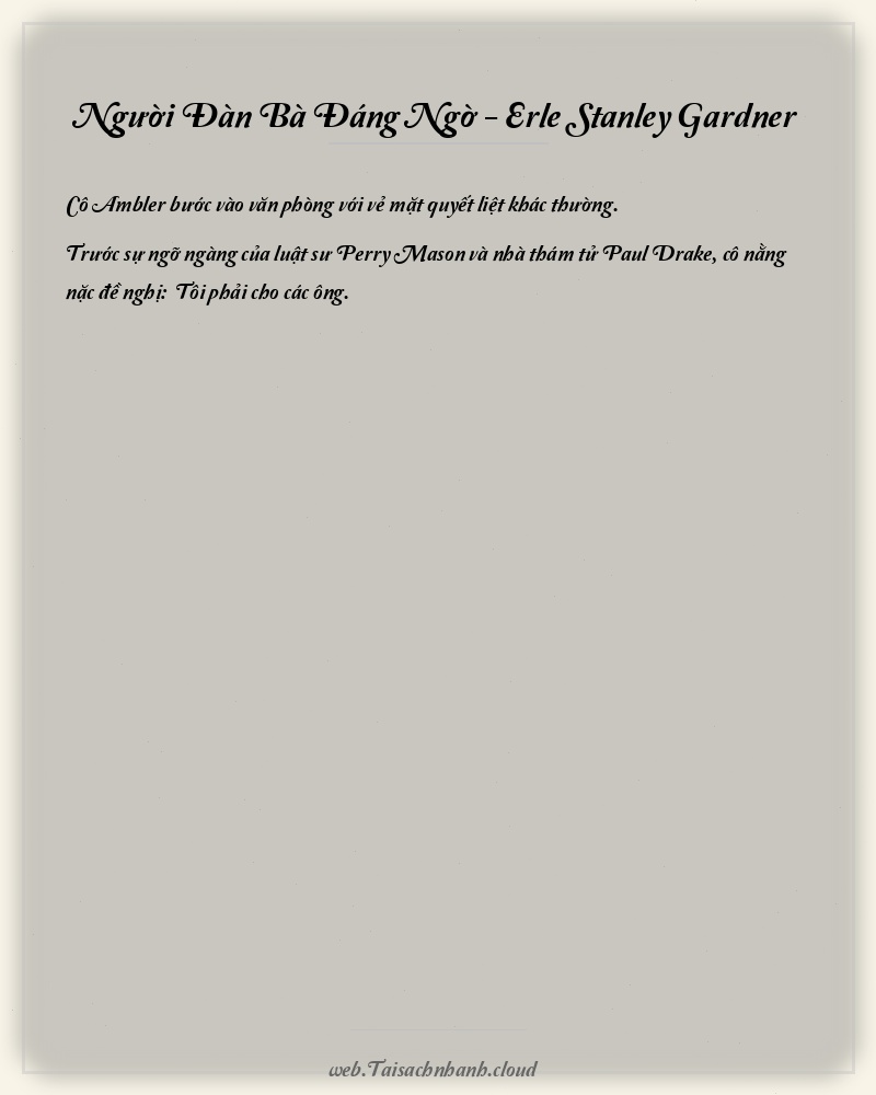 Trích đoạn Người Đàn Bà Đáng Ngờ - Erle Stanley Gardner