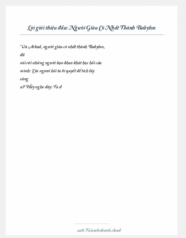 Trích đoạn Người Giàu Có Nhất Thành Babylon