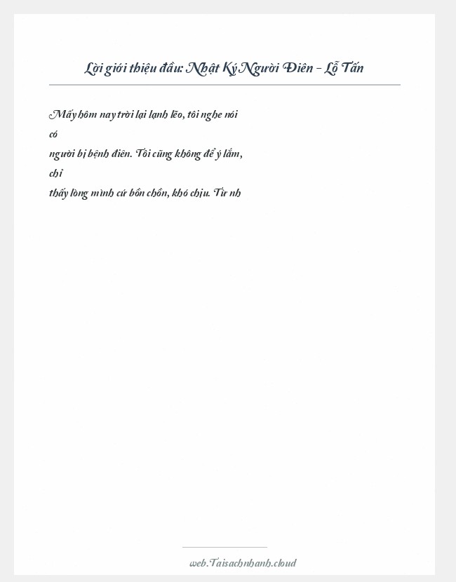 Trích đoạn Nhật Ký Người Điên - Lỗ Tấn