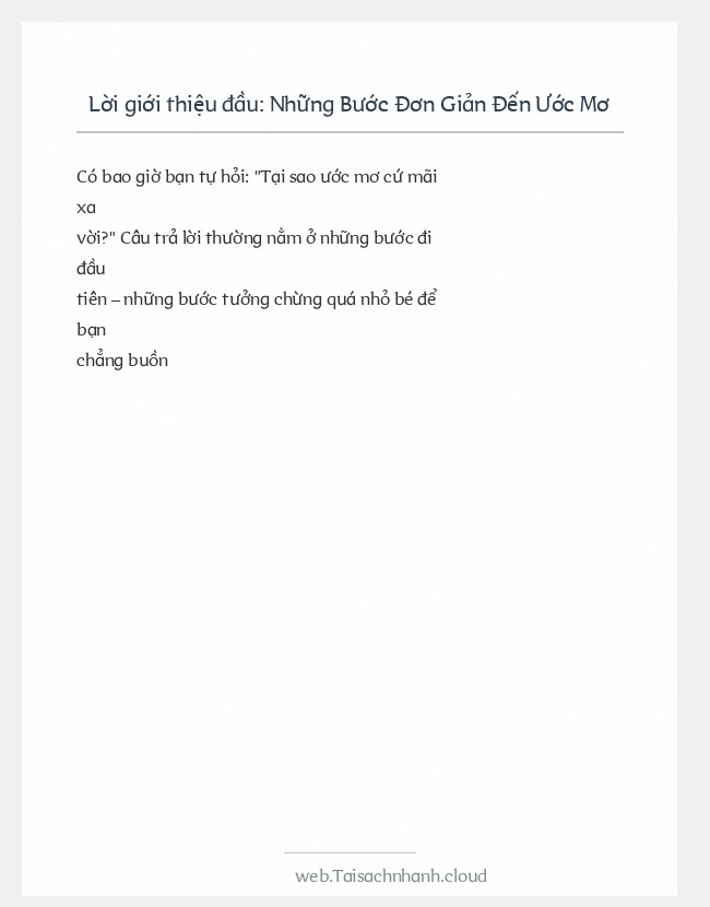Trích đoạn Những Bước Đơn Giản Đến Ước Mơ