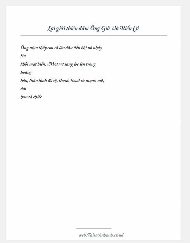 Trích đoạn Ông Già Và Biển Cả