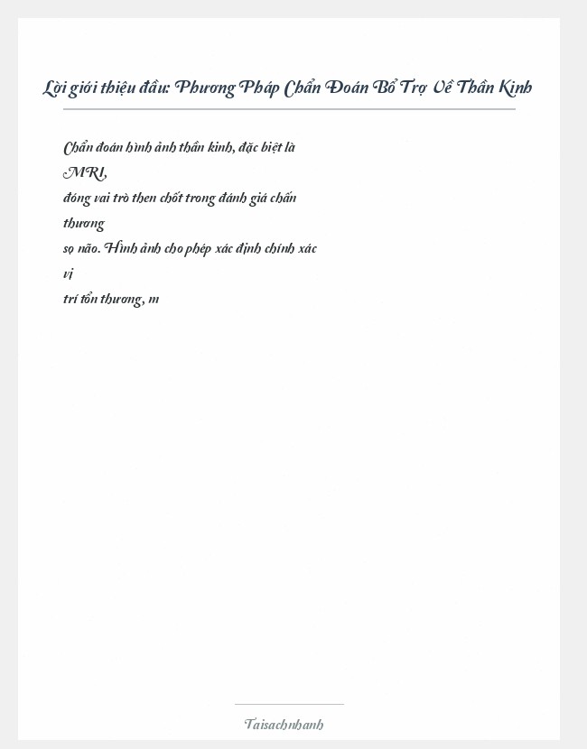 Trích đoạn Phương Pháp Chẩn Đoán Bổ Trợ Về Thần Kinh