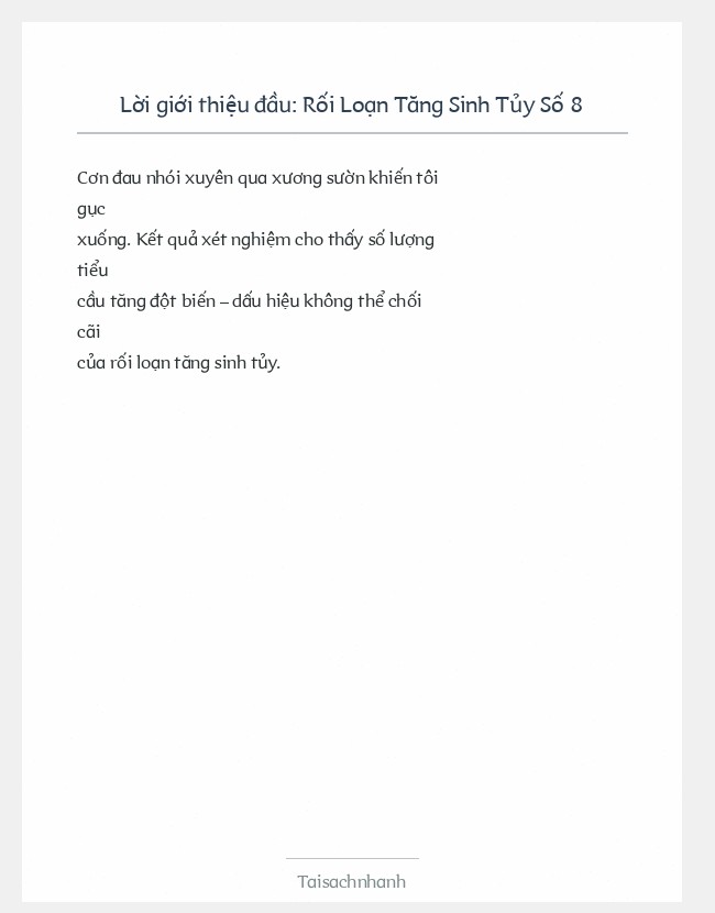 Trích đoạn Rối Loạn Tăng Sinh Tủy Số 8