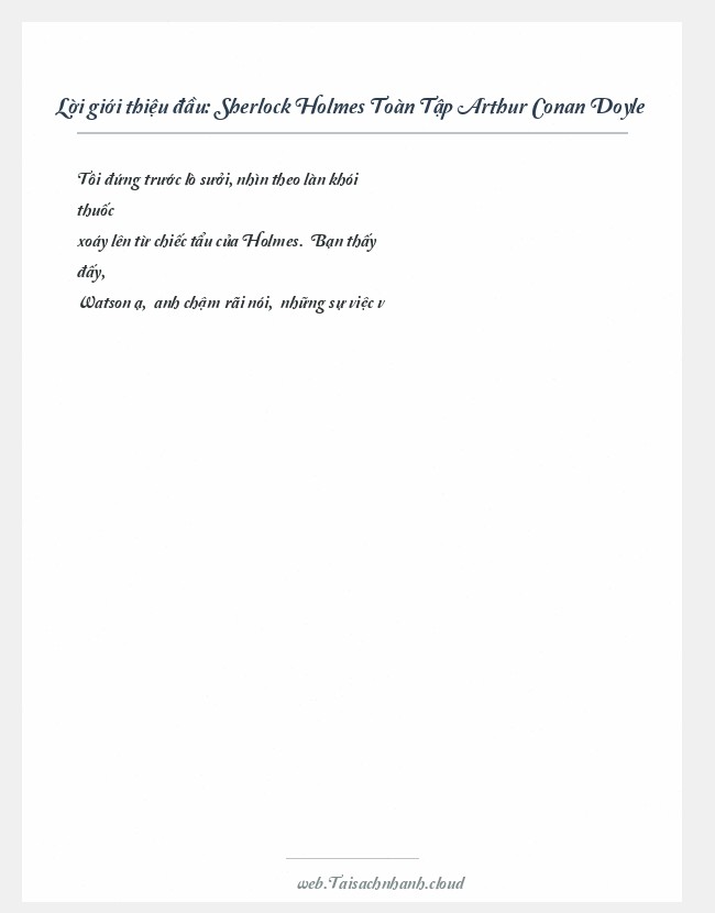 Trích đoạn Sherlock Holmes Toàn Tập Arthur Conan Doyle