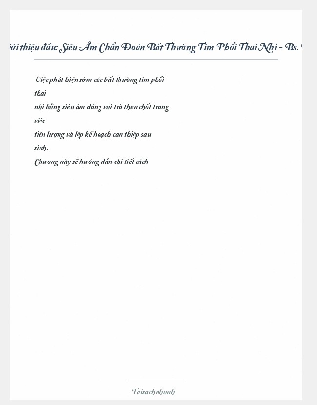 Trích đoạn Siêu Âm Chẩn Đoán Bất Thường Tim Phổi Thai Nhi - Bs. Hiền