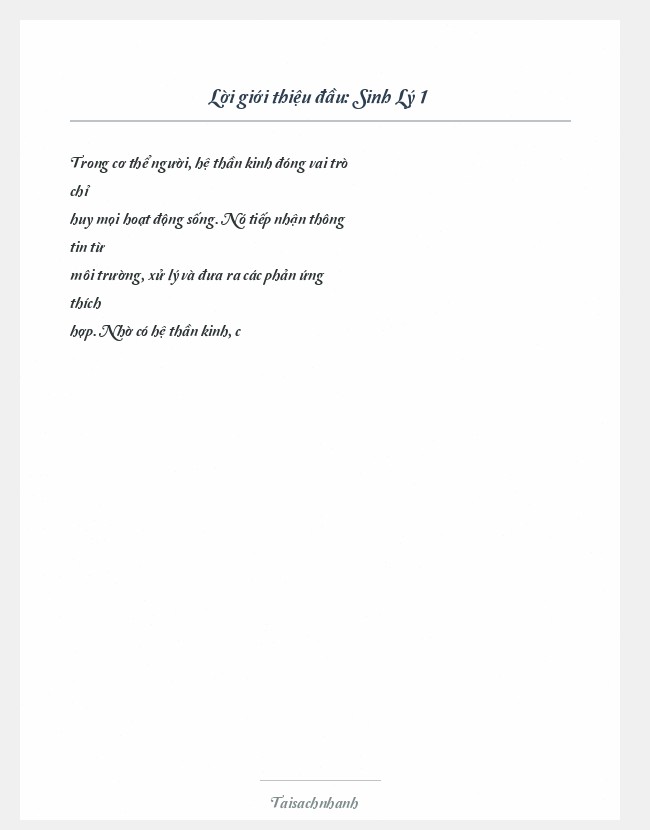 Trích đoạn Sinh Lý 1