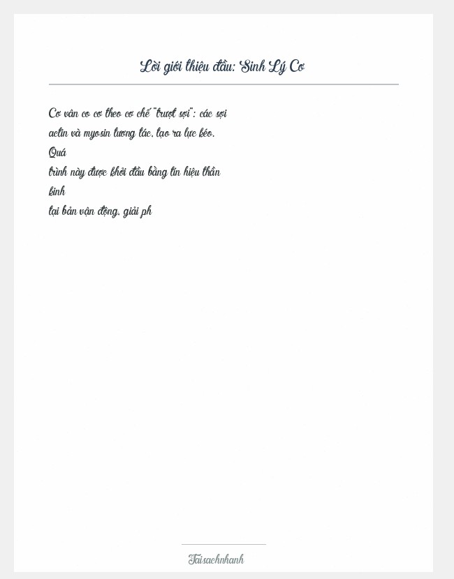 Trích đoạn Sinh Lý Cơ