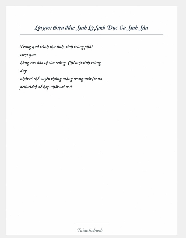 Trích đoạn Sinh Lý Sinh Dục Và Sinh Sản