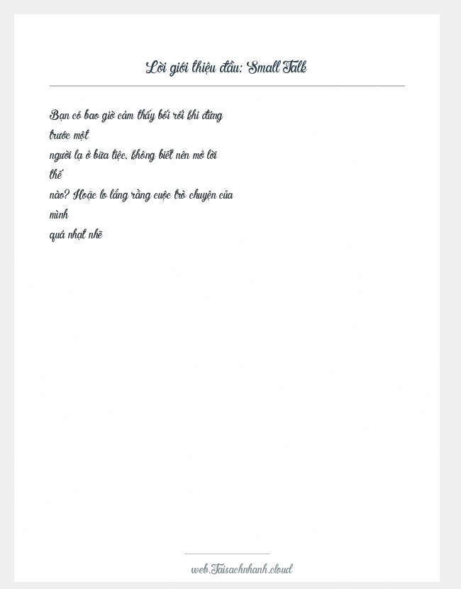 Trích đoạn Small Talk