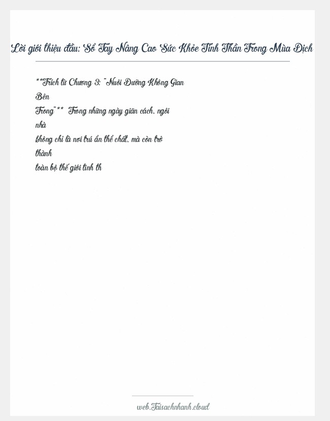 Trích đoạn Sổ Tay Nâng Cao Sức Khỏe Tinh Thần Trong Mùa Dịch