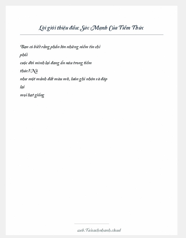 Trích đoạn Sức Mạnh Của Tiềm Thức
