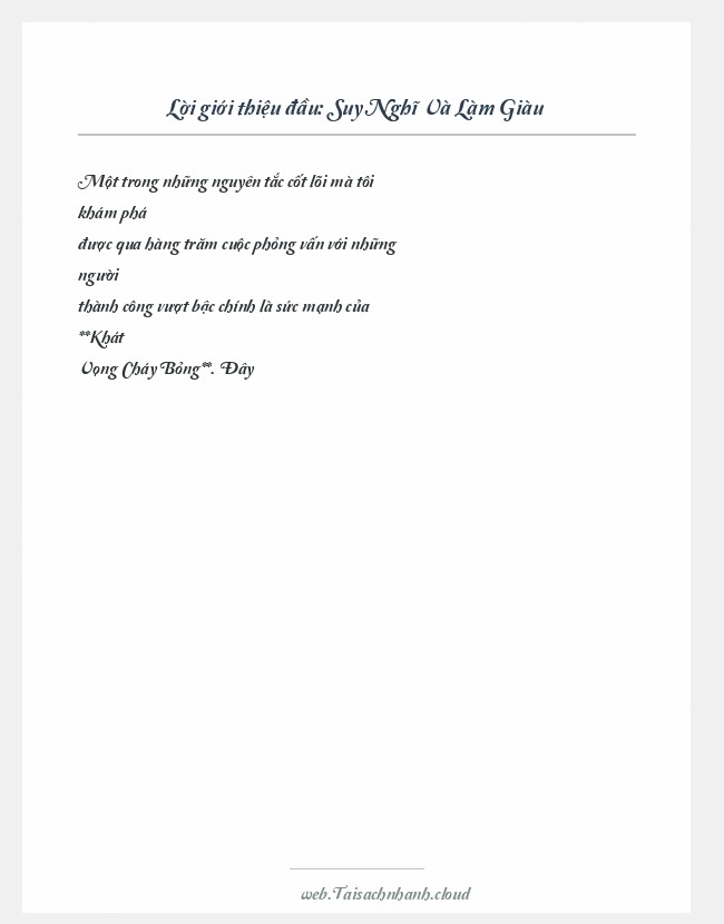 Trích đoạn Suy Nghĩ Và Làm Giàu