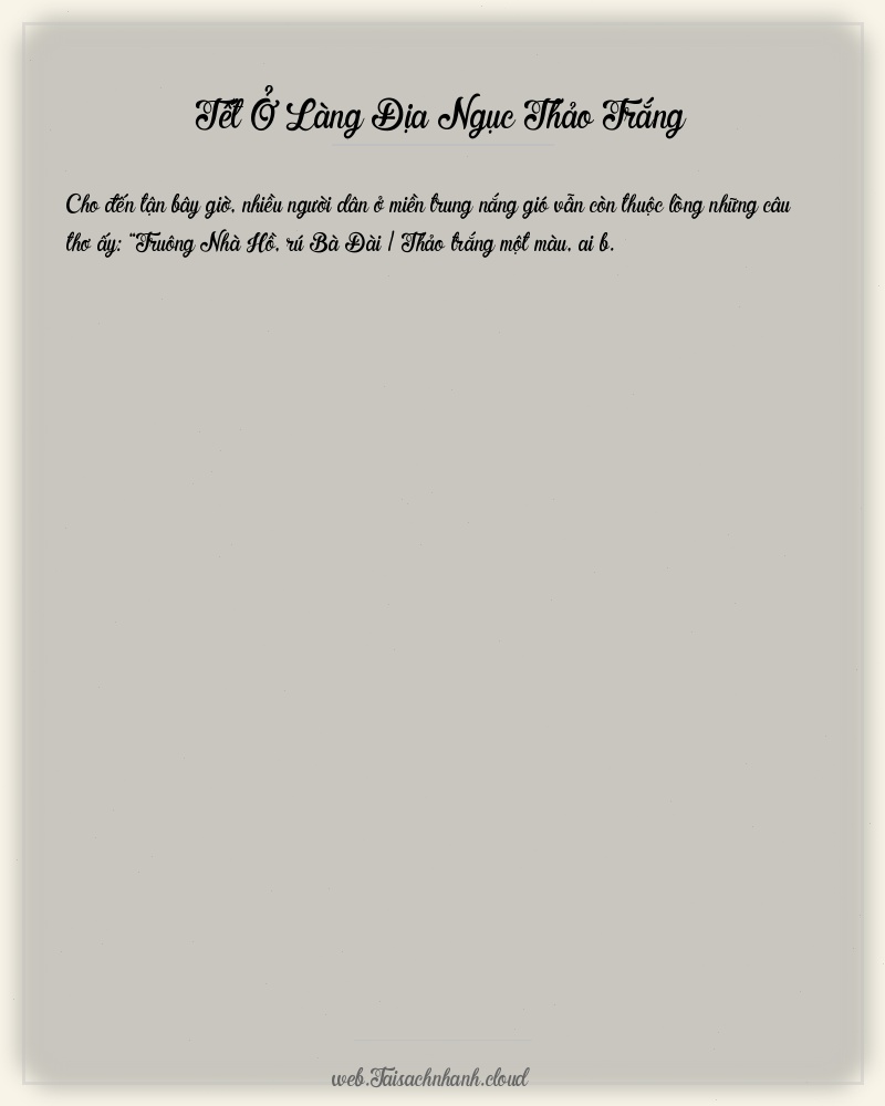 Trích đoạn Tết Ở Làng Địa Ngục Thảo Trắng