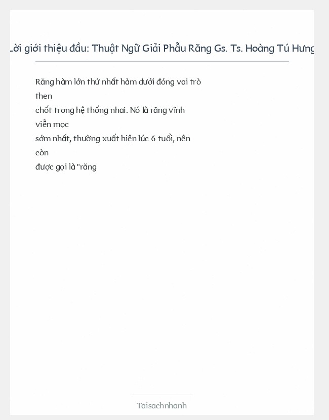 Trích đoạn Thuật Ngữ Giải Phẫu Răng Gs. Ts. Hoàng Tú Hưng