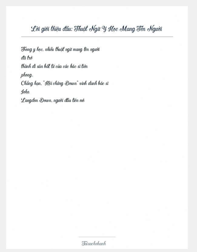 Trích đoạn Thuật Ngữ Y Học Mang Tên Người