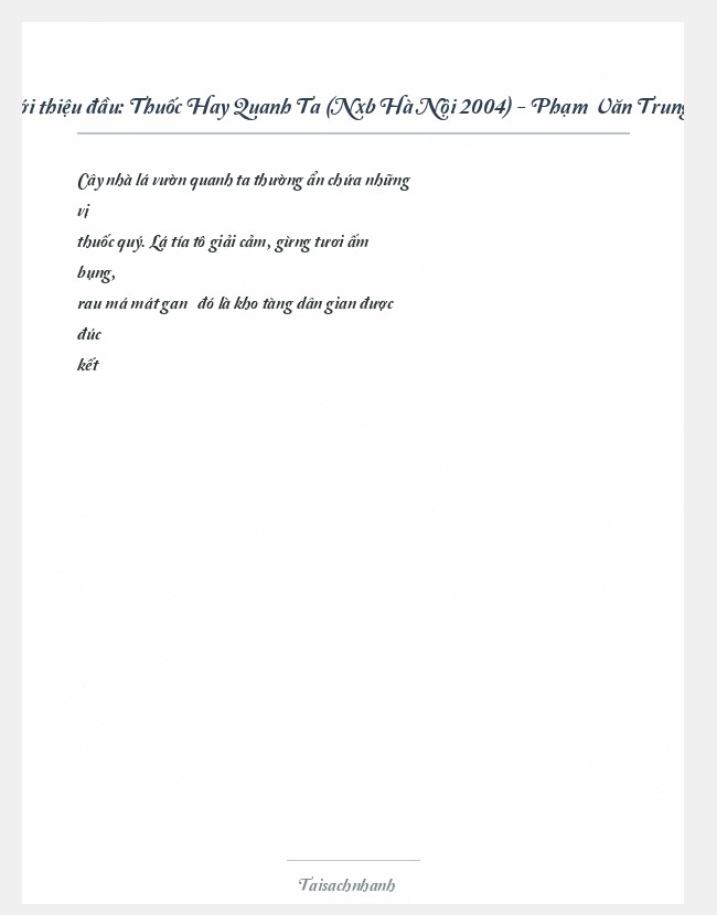 Trích đoạn Thuốc Hay Quanh Ta (Nxb Hà Nội 2004) - Phạm Văn Trung, 171