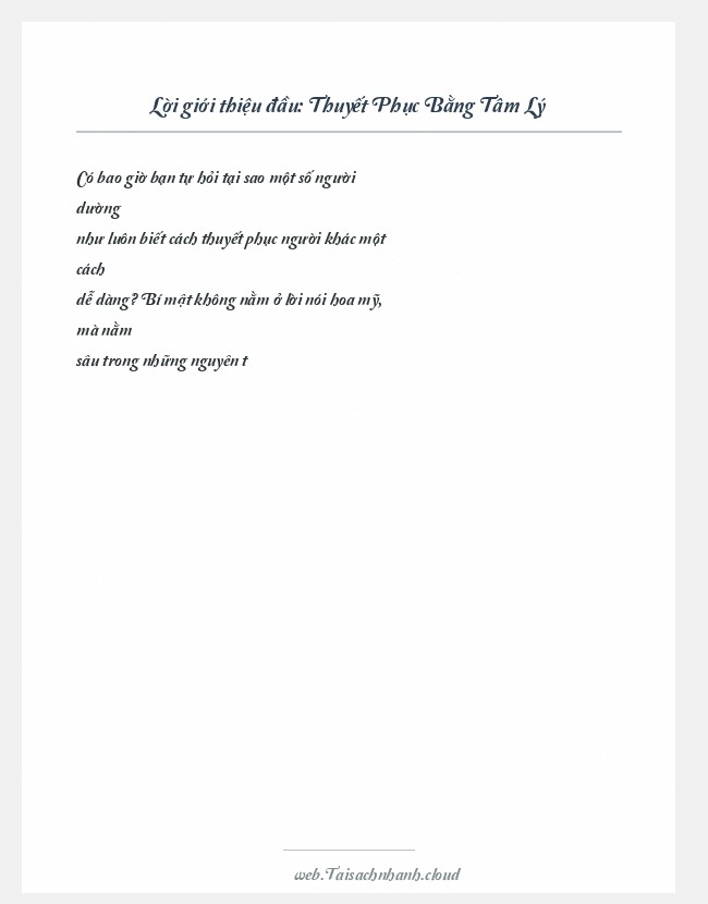 Trích đoạn Thuyết Phục Bằng Tâm Lý