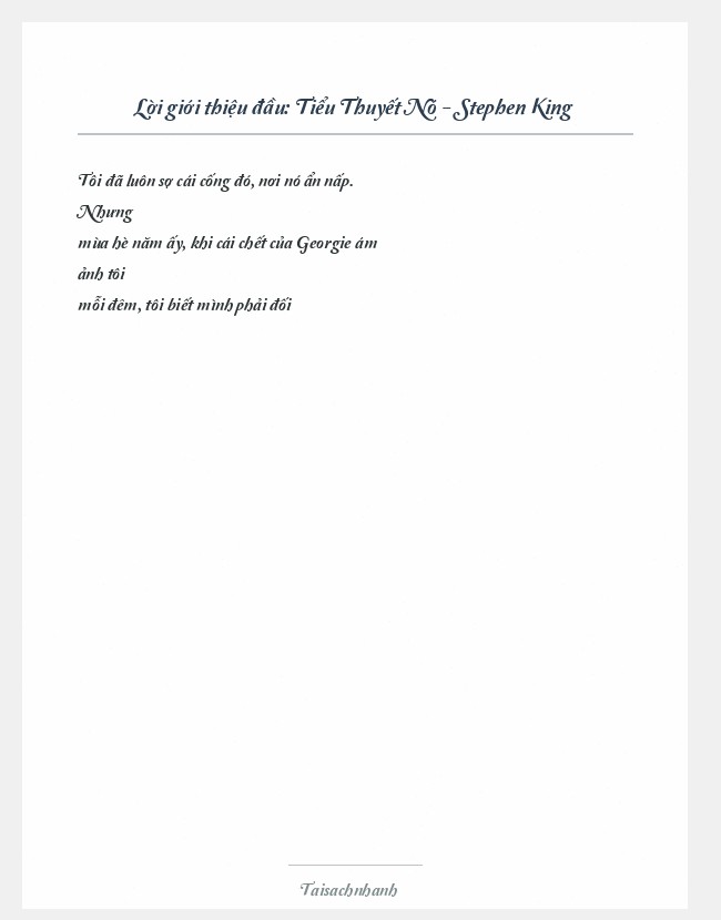 Trích đoạn Tiểu Thuyết Nó - Stephen King