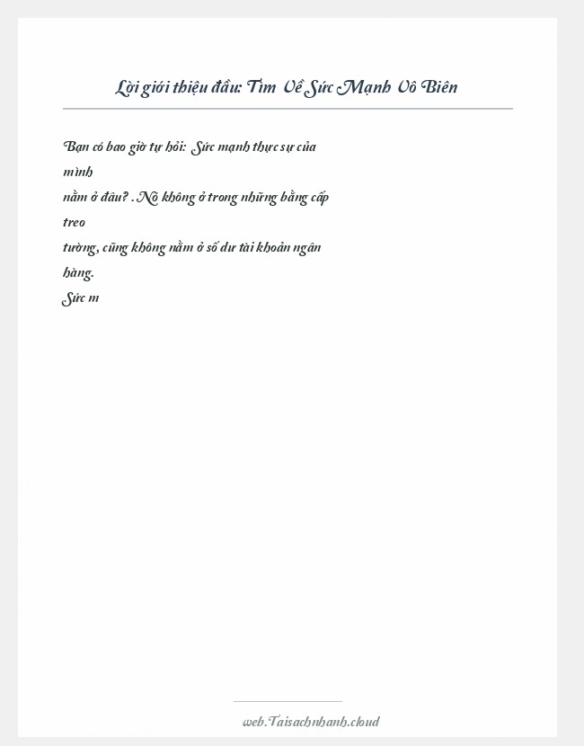 Trích đoạn Tìm Về Sức Mạnh Vô Biên
