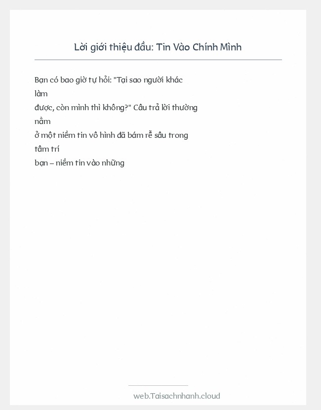 Trích đoạn Tin Vào Chính Mình