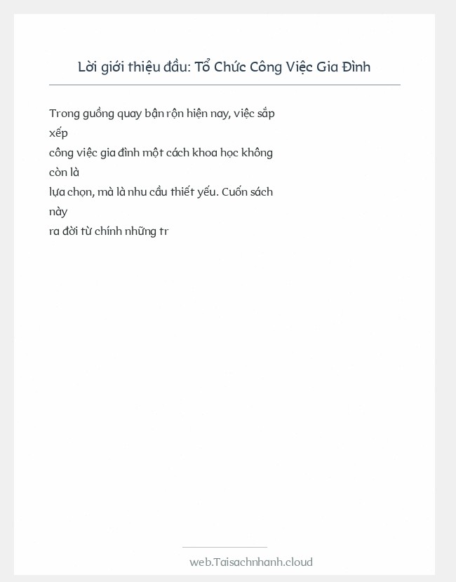 Trích đoạn Tổ Chức Công Việc Gia Đình