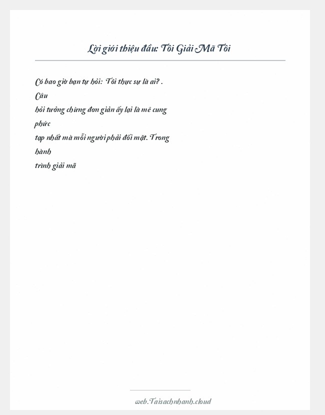 Trích đoạn Tôi Giải Mã Tôi