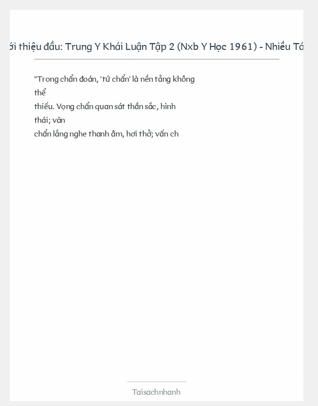 Trích đoạn Trung Y Khái Luận Tập 2 (Nxb Y Học 1961) - Nhiều Tác Giả,