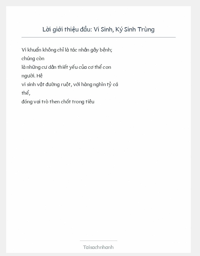 Trích đoạn Vi Sinh, Ký Sinh Trùng