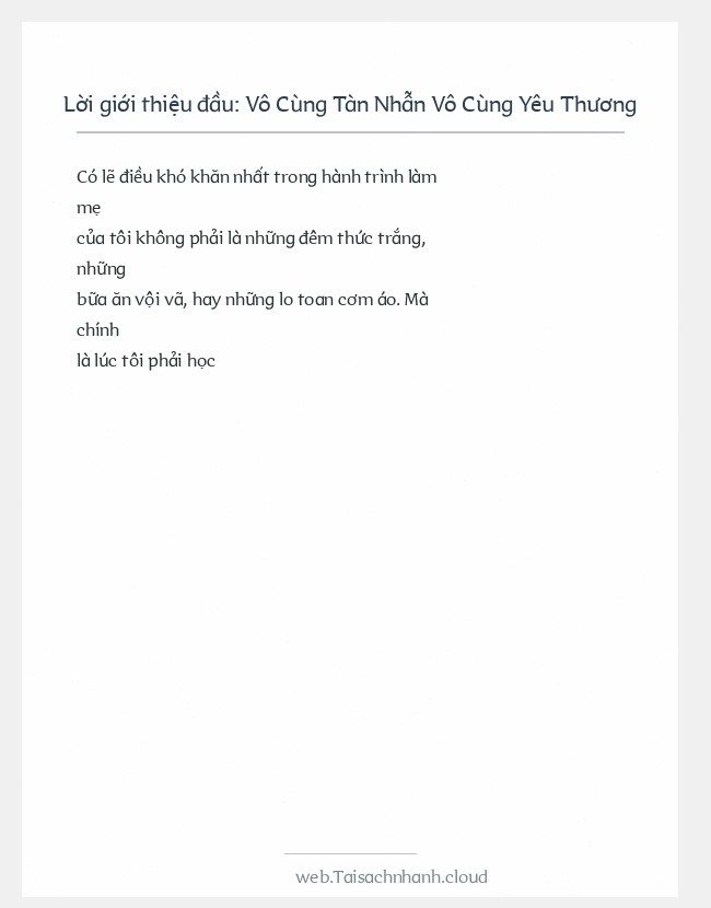 Trích đoạn Vô Cùng Tàn Nhẫn Vô Cùng Yêu Thương
