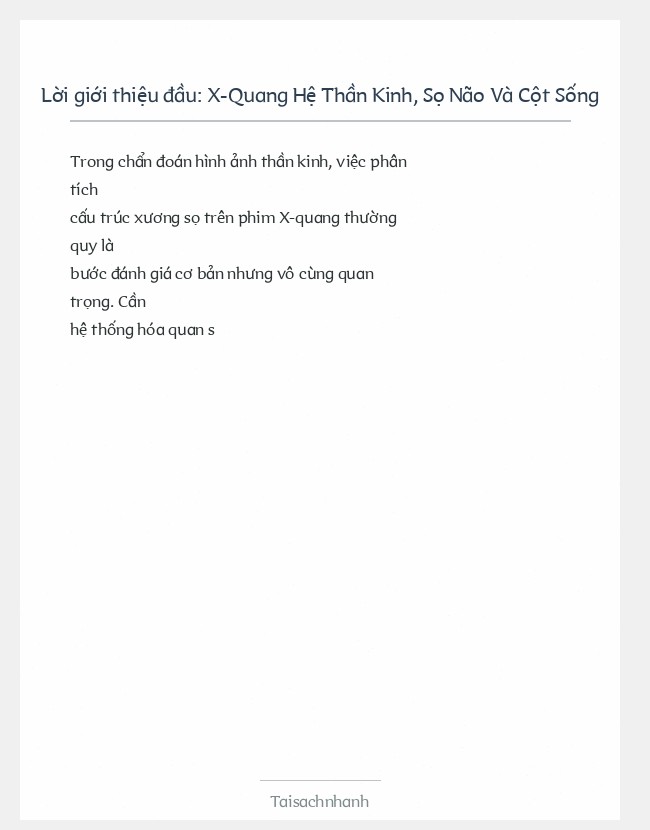 Trích đoạn X-Quang Hệ Thần Kinh, Sọ Não Và Cột Sống