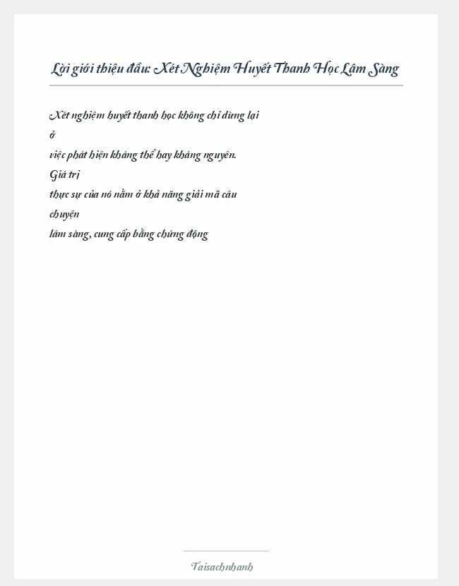 Trích đoạn Xét Nghiệm Huyết Thanh Học Lâm Sàng