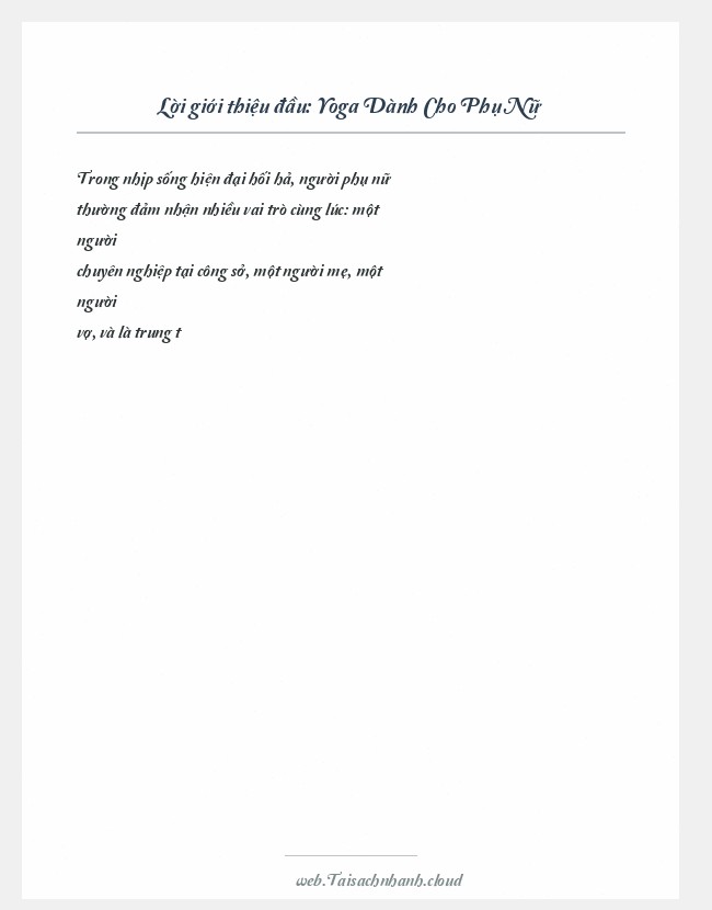 Trích đoạn Yoga Dành Cho Phụ Nữ
